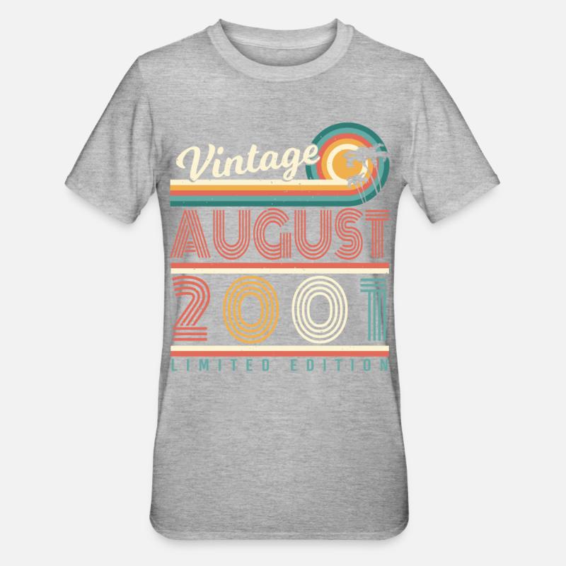 Mois de naissance Août 2001 - T-shirt polycoton Unisexe - gris chiné