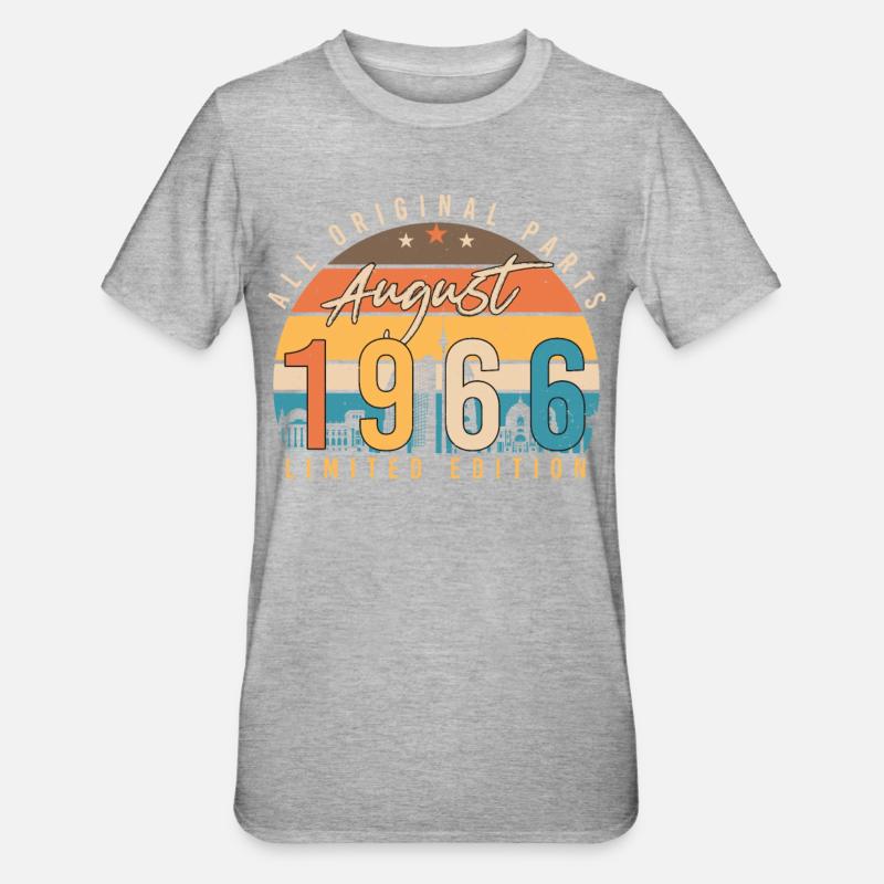 1966 Août Édition limitée - T-shirt polycoton Unisexe - gris chiné