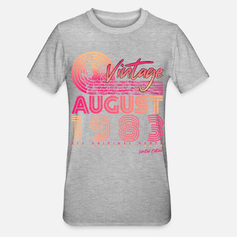 August 1983 Geschenkidee - Unisex Polycotton T-Shirt - Grau meliert