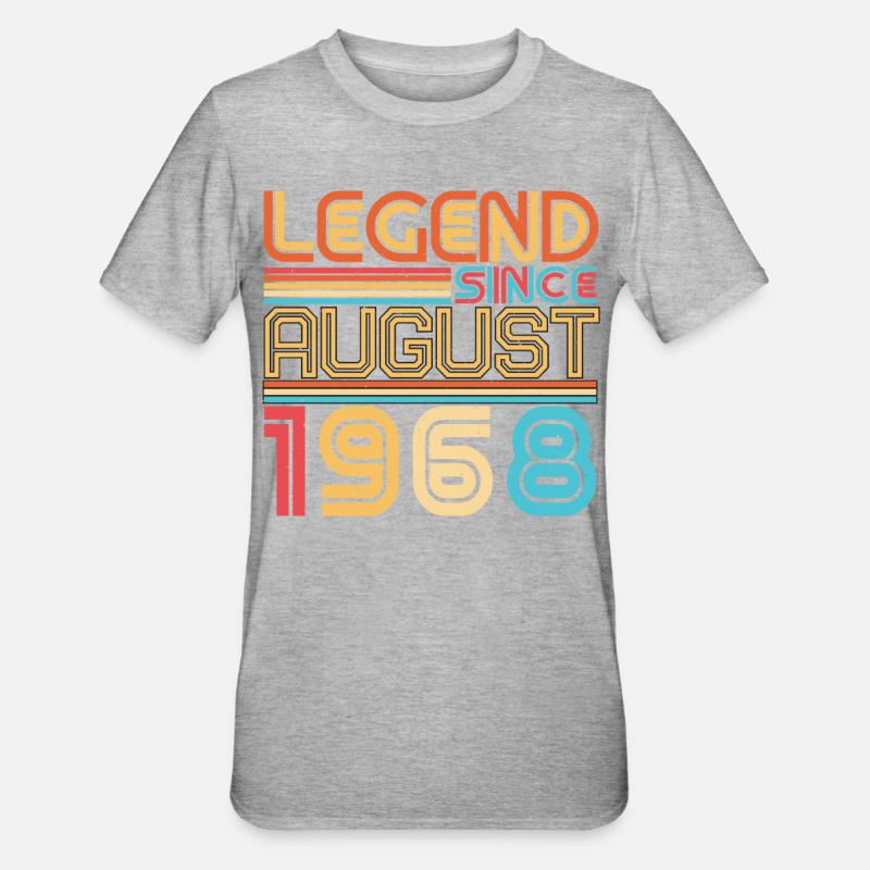Mois de naissance Août 1968 - T-shirt polycoton Unisexe - gris chiné