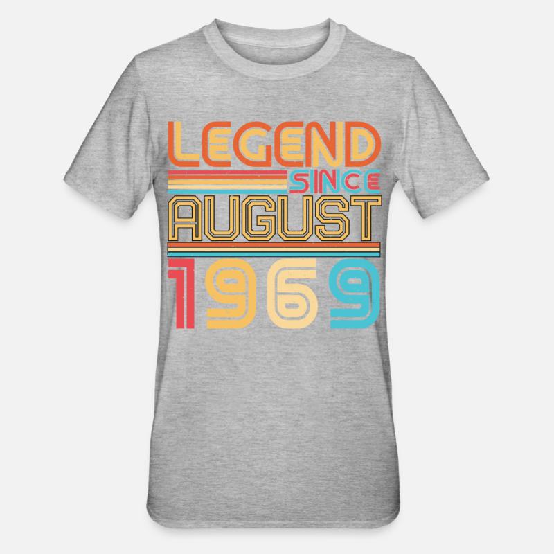 Mois de naissance Août 1969 - T-shirt polycoton Unisexe - gris chiné