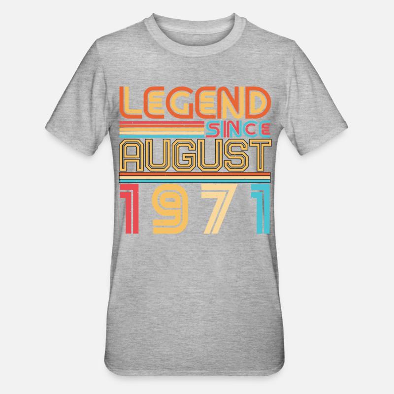 Mois de naissance Août 1971 - T-shirt polycoton Unisexe - gris chiné