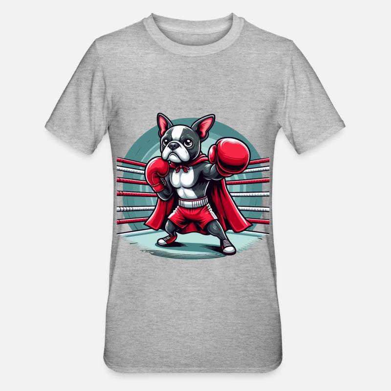 Boxe canine - T-shirt polycoton Unisexe - gris chiné