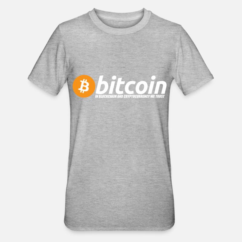 Bitcoin logo with slogan white - Unisex Polycotton T-Shirt - heather grey