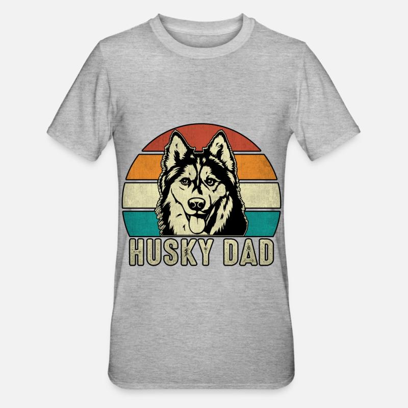 Husky Dad - Unisex Polycotton T-Shirt - Grau meliert