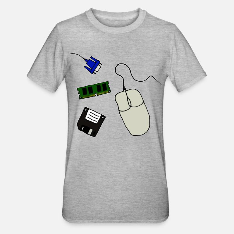 Ordinateur rétro - T-shirt polycoton Unisexe - gris chiné