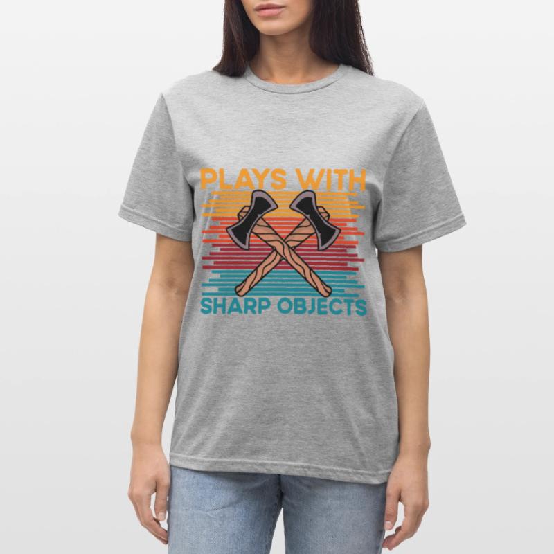 Axe Throwing plays with sharp objects funny saying Unisex Polycotton T-Shirt