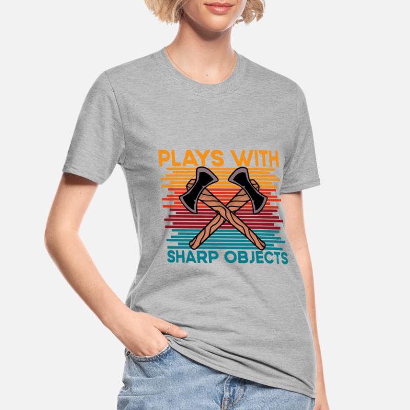 Axe Throwing plays with sharp objects funny saying Unisex Polycotton T-Shirt