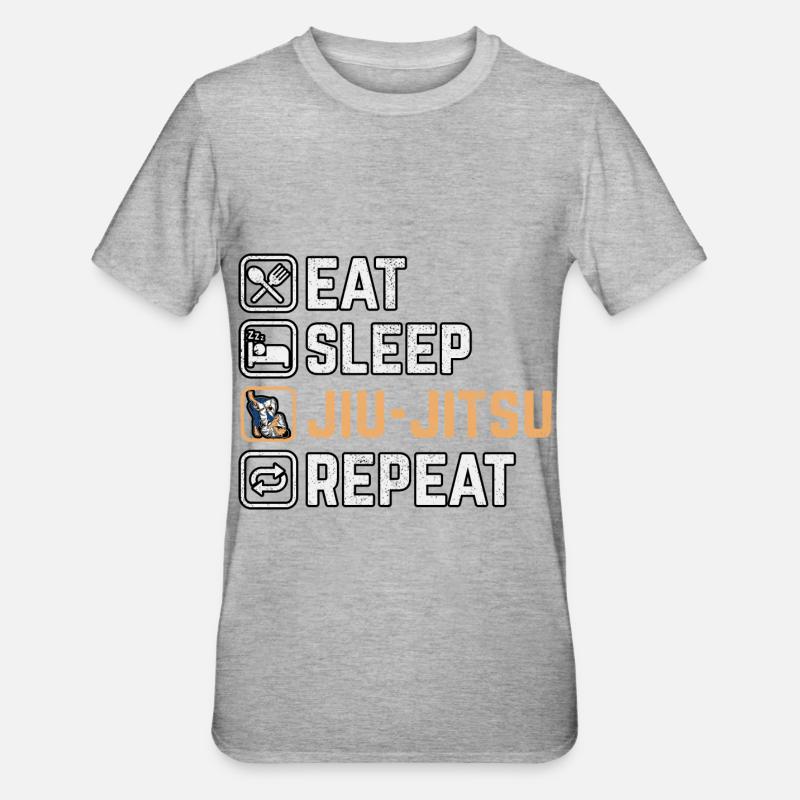 Manger Sommeil Jiu-Jitsu Répéter - T-shirt polycoton Unisexe - gris chiné