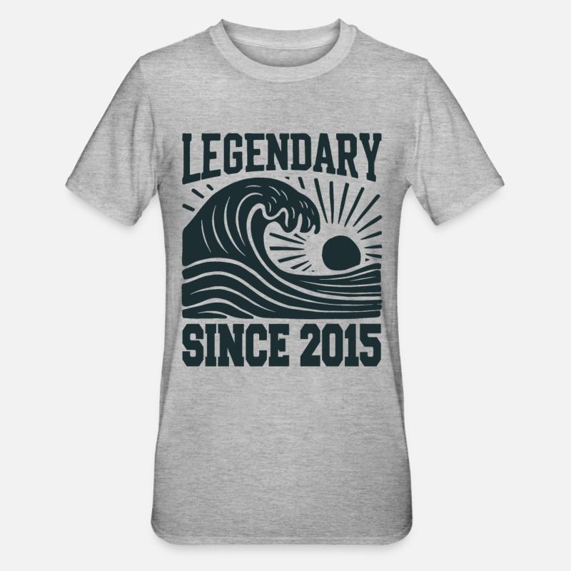 Legendary since 2015 Birthday Wave - Unisex Polycotton T-Shirt - heather grey