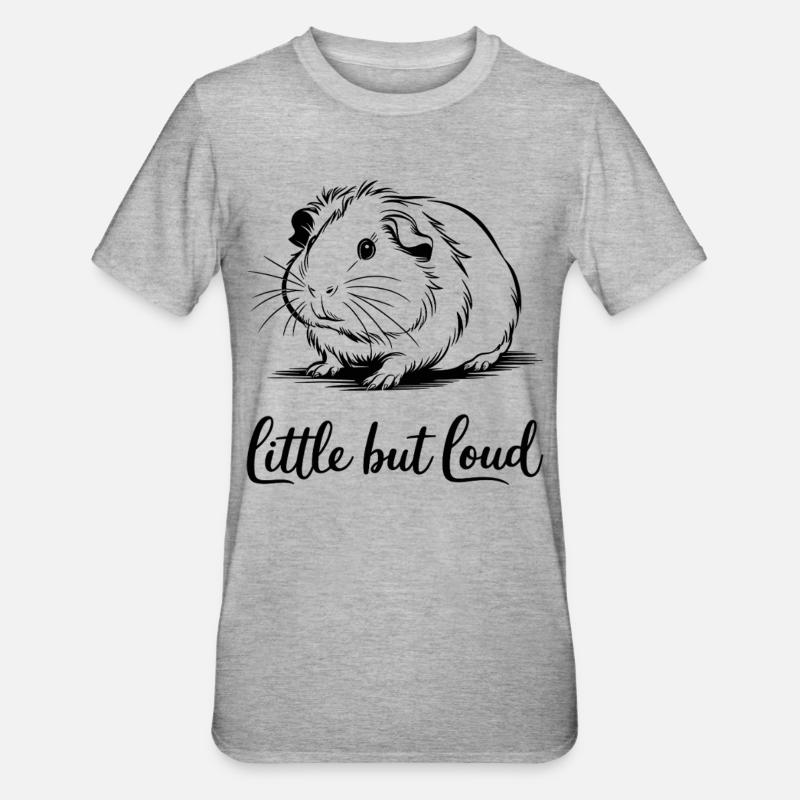 Petit cochon d’Inde, grande voix - T-shirt polycoton Unisexe - gris chiné