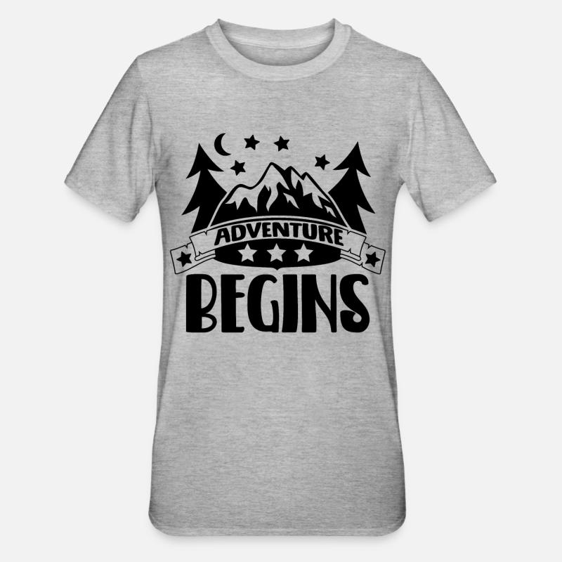 Abenteuer beginnt - Unisex Polycotton T-Shirt - Grau meliert