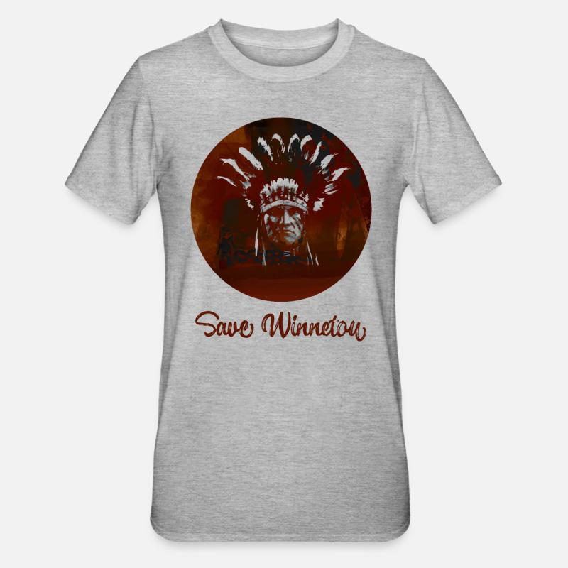 save winnetou,winnetou,indianer,graffiti,kreis - Unisex Polycotton T-Shirt - Grau meliert