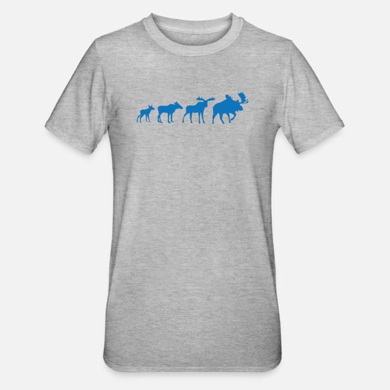 Elch Evolution - Unisex Polycotton T-Shirt - Grau meliert