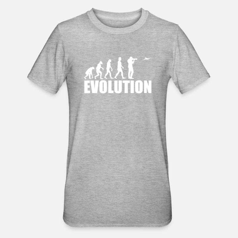 Planespotting Gift Evolution - Unisex Polycotton T-Shirt - heather grey