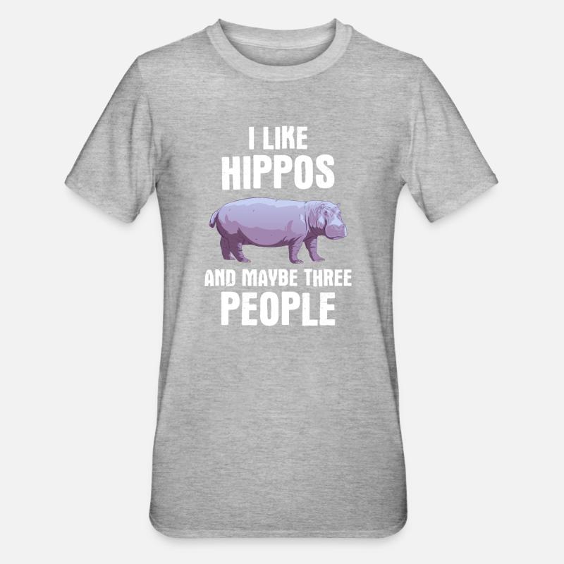 Nilpferd - Unisex Polycotton T-Shirt - Grau meliert