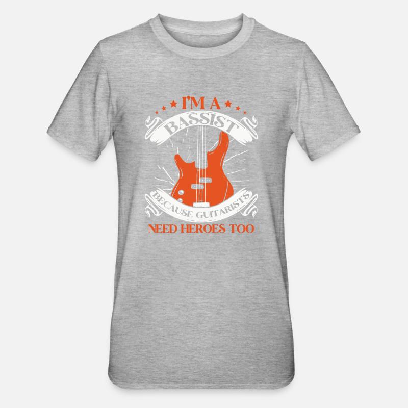 Guitare Basse Basse Instrument - T-shirt polycoton Unisexe - gris chiné
