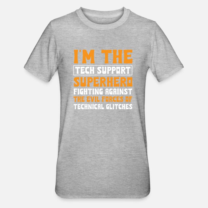 Technischer Support Superheld - Unisex Polycotton T-Shirt - Grau meliert