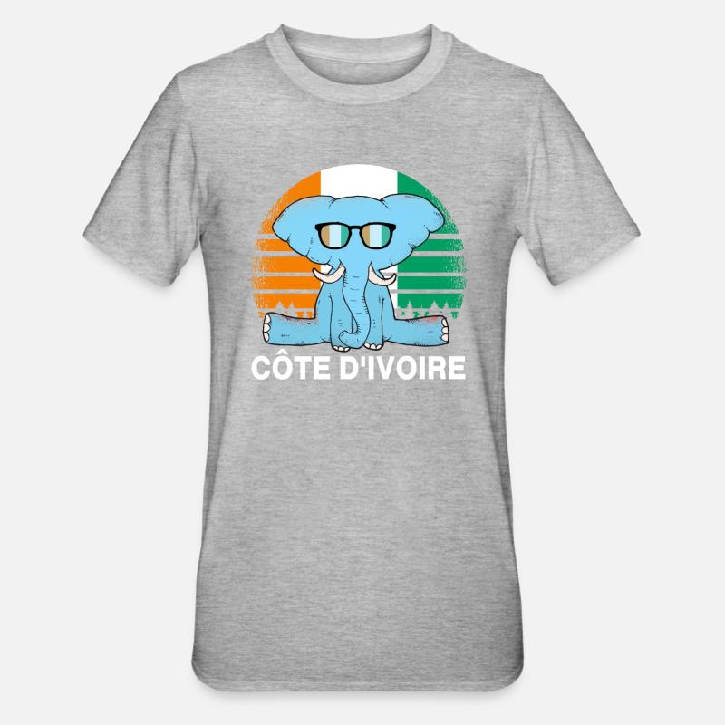 Côte d’Ivoire Eléphant - T-shirt polycoton Unisexe - gris chiné