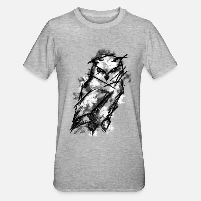 Eule - Unisex Polycotton T-Shirt - Grau meliert
