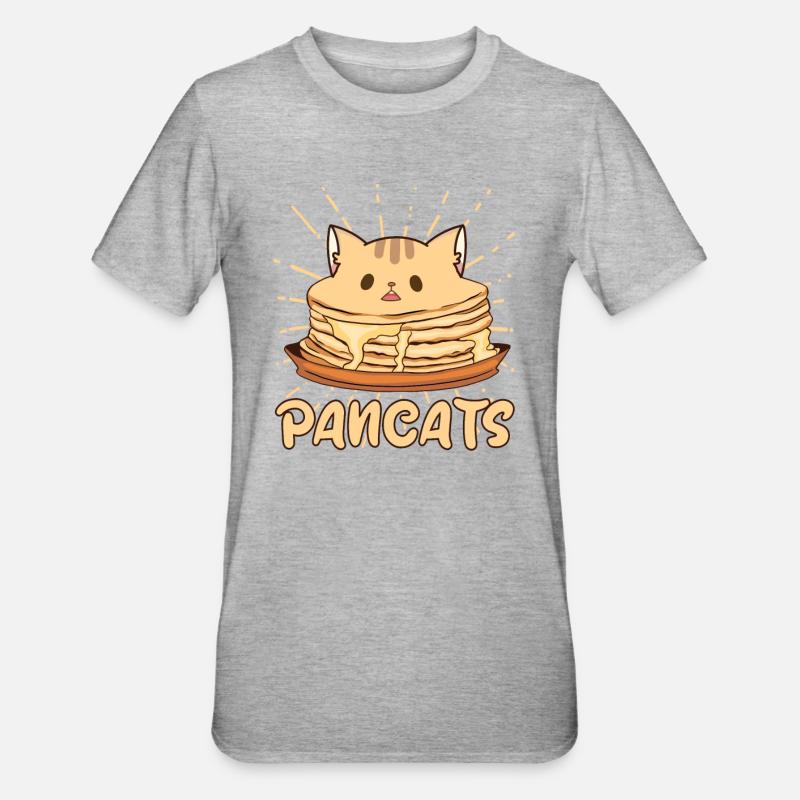 Pancats - drôle de conception de chat de crêpe - T-shirt polycoton Unisexe - gris chiné