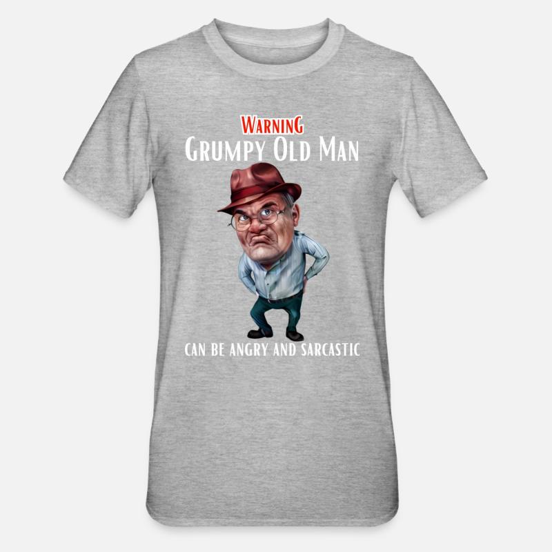 Warning Grumpy Old Man - Unisex Polycotton T-Shirt - heather grey