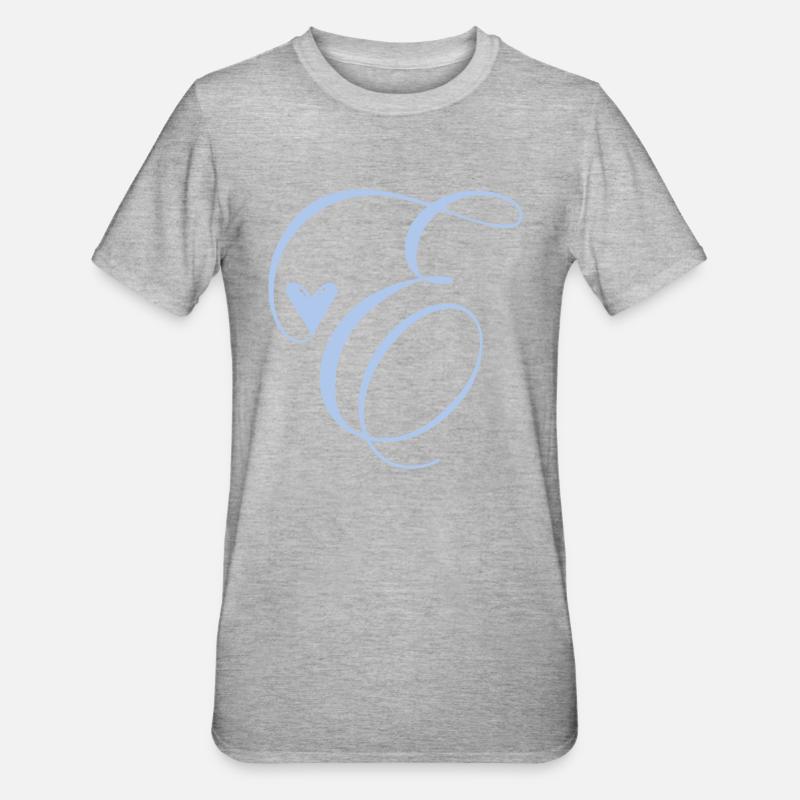 Monogram E Heart Vine - Unisex Polycotton T-Shirt - heather grey