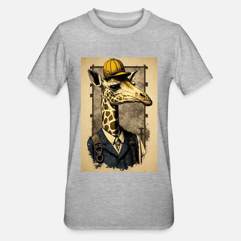 Working Class Giraffe - Unisex Polycotton T-Shirt - heather grey