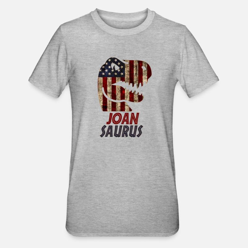 Patriotique Joan Dinosaur Joansaurus - T-shirt polycoton Unisexe - gris chiné