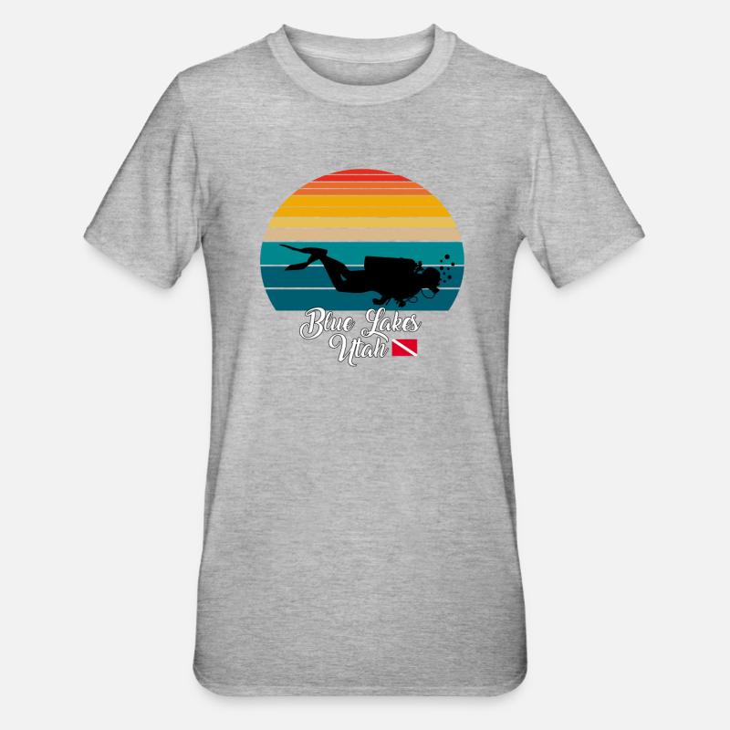 Blue Lakes Utah Plongée - T-shirt polycoton Unisexe - gris chiné