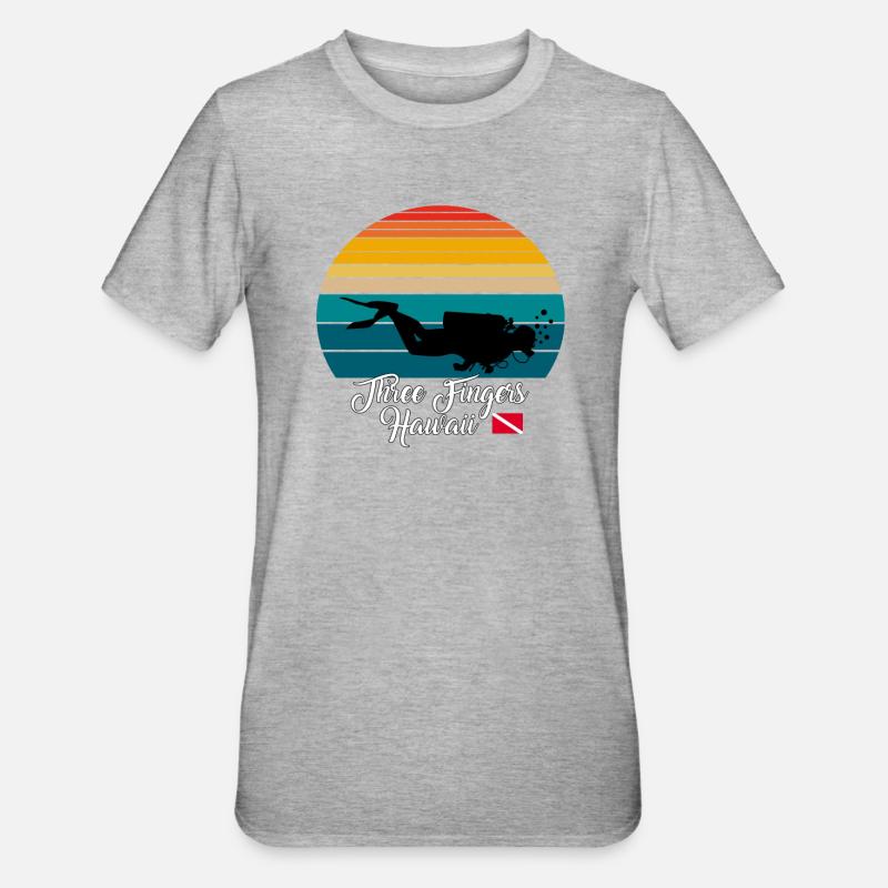 Three Fingers Hawaii Plongée - T-shirt polycoton Unisexe - gris chiné