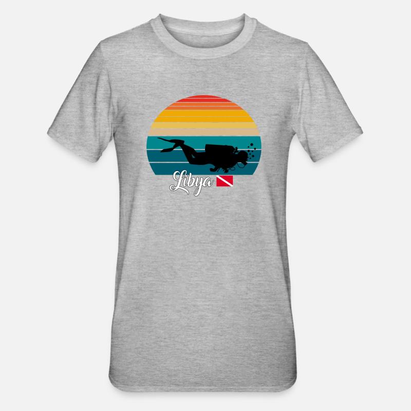 Libya Scuba Diving Gift - Unisex Polycotton T-Shirt - Grau meliert