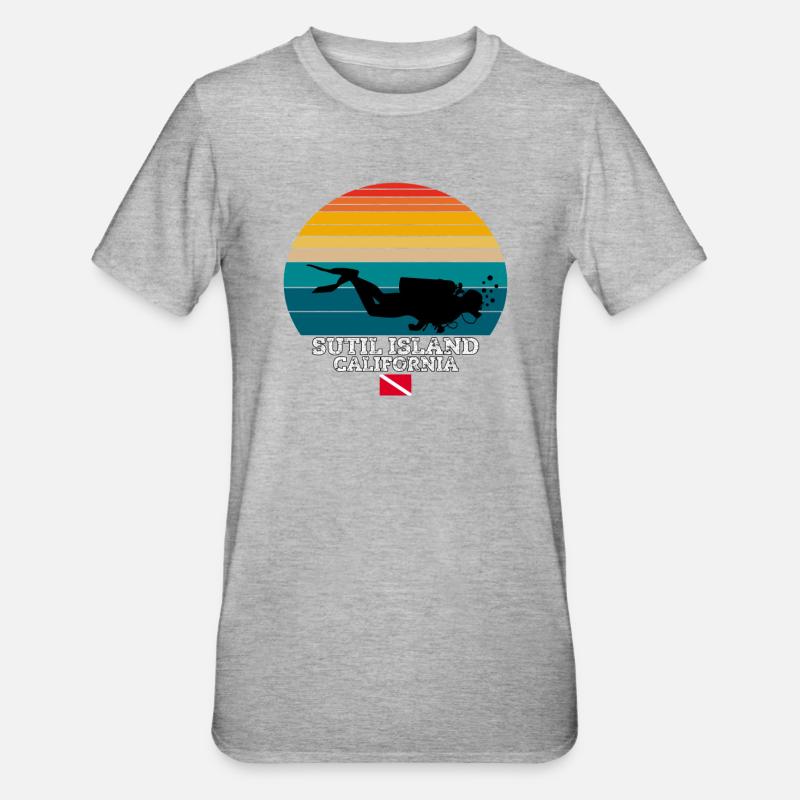 Sutil Island US Island Plongée - T-shirt polycoton Unisexe - gris chiné