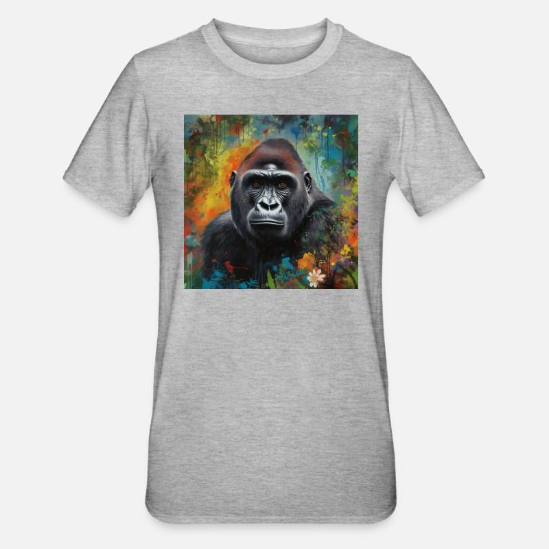 DER GORILLA IM DSCHUNGEL - Unisex Polycotton T-Shirt - Grau meliert