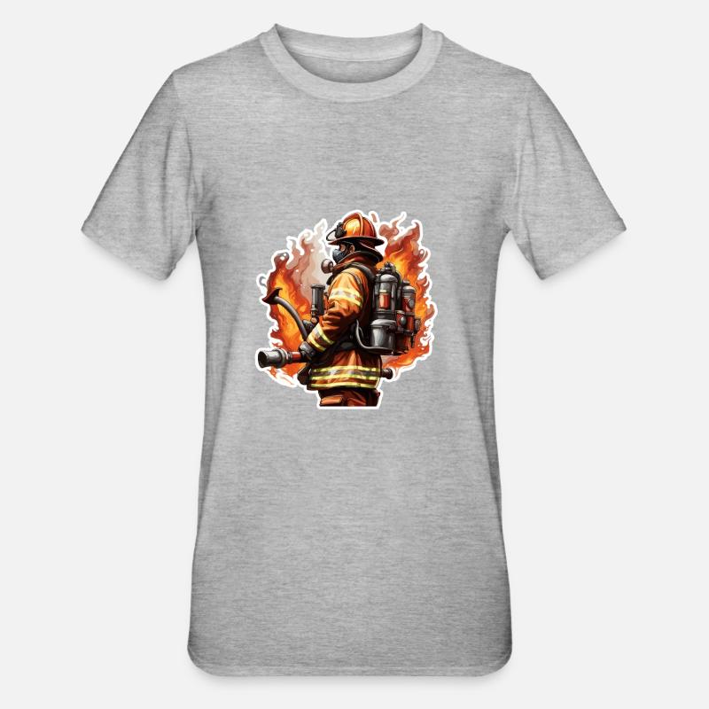 Firefighter / Fire / Fire / Extinguish / Hero - Unisex Polycotton T-Shirt - heather grey