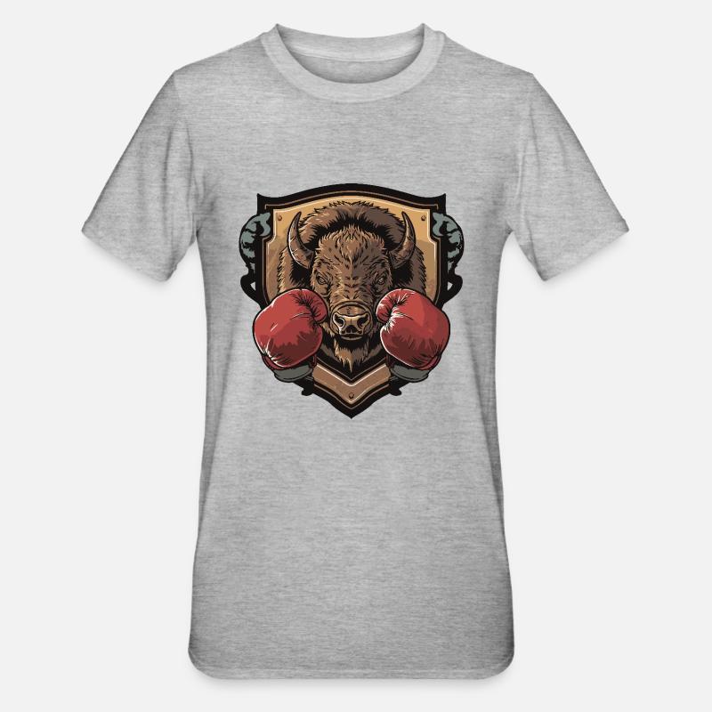 Bison Boxer MMA - T-shirt polycoton Unisexe - gris chiné