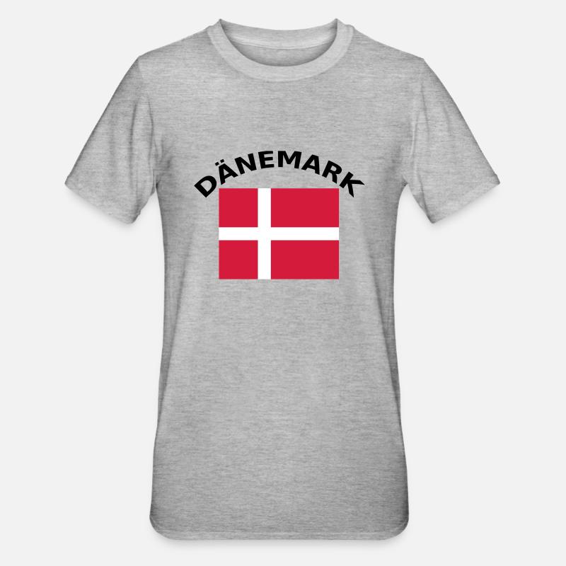 Danemark, Danemark, drapeau, drapeau - T-shirt polycoton Unisexe - gris chiné