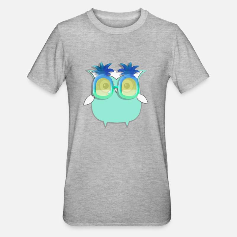 Eule, Comic,mint,Sonnenbrllle, Ananas,sommer - Unisex Polycotton T-Shirt - Grau meliert
