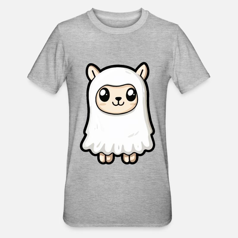 Alpaka Llama Halloween Comic Geist - Unisex Polycotton T-Shirt - Grau meliert