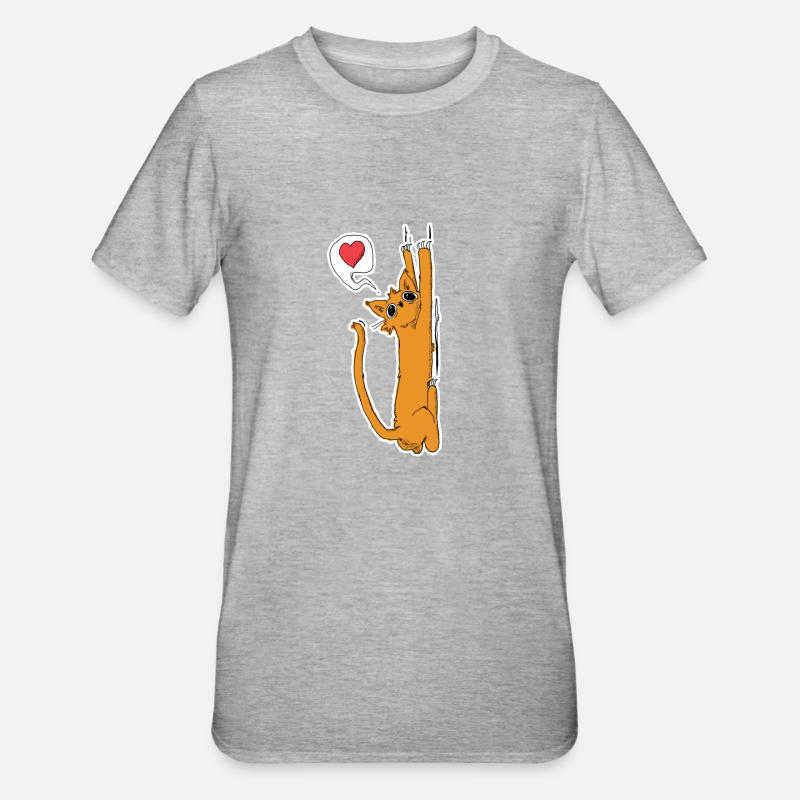 Scratchy Cat - T-shirt polycoton Unisexe - gris chiné