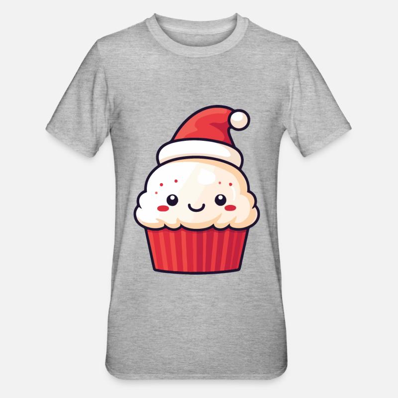Cupcake Gâteau Cuisson Noël - T-shirt polycoton Unisexe - gris chiné