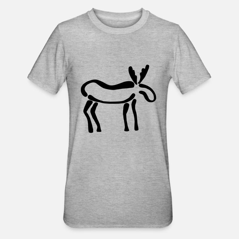 Elch - Unisex Polycotton T-Shirt - Grau meliert