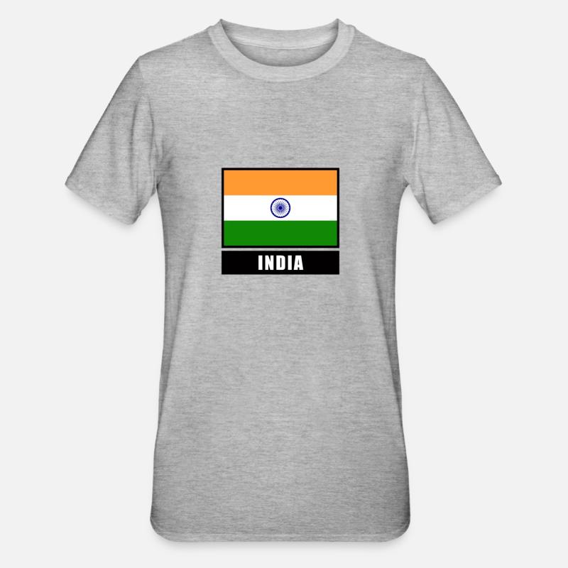 Inde Drapeau indien drapeau - T-shirt polycoton Unisexe - gris chiné