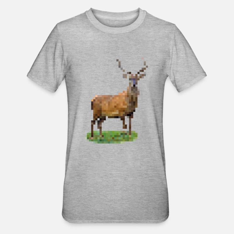 Pixel Hirsch - Unisex Polycotton T-Shirt - Grau meliert