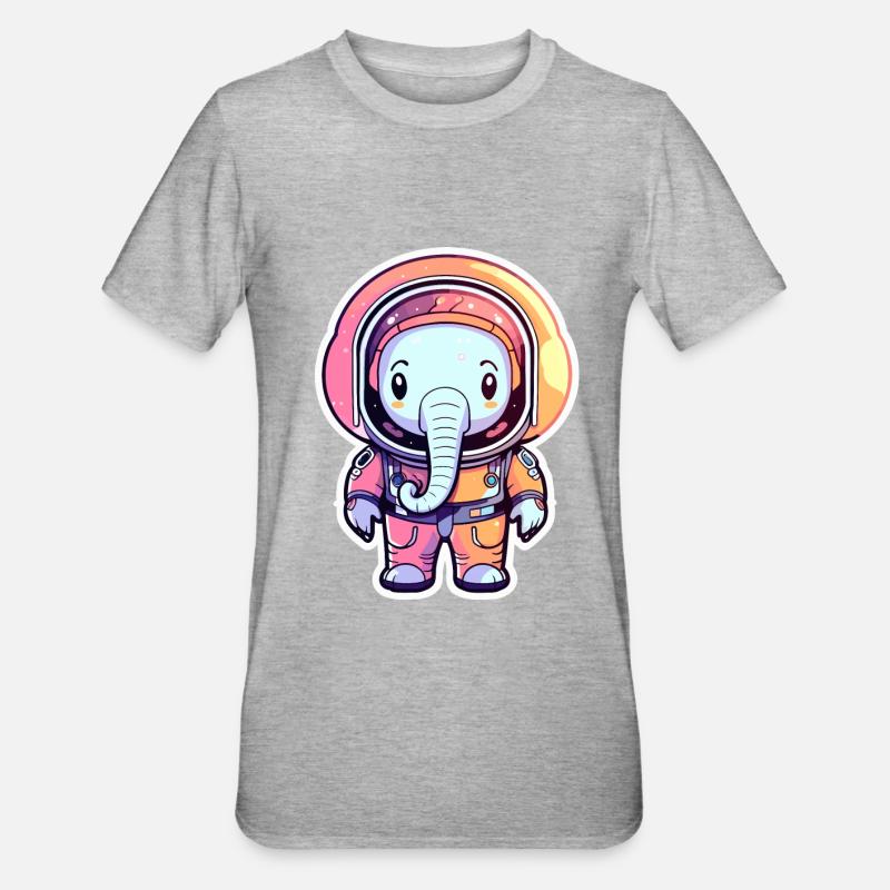 Illustration d’astronaute éléphant - T-shirt polycoton Unisexe - gris chiné