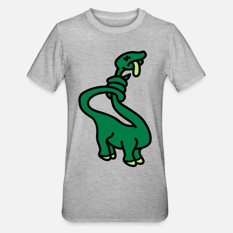 stranglesaurus_dino_3c - T-shirt polycoton Unisexe - gris chiné