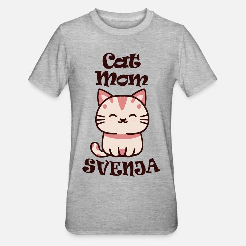 Svenja Nom Prénom avec chat - T-shirt polycoton Unisexe - gris chiné