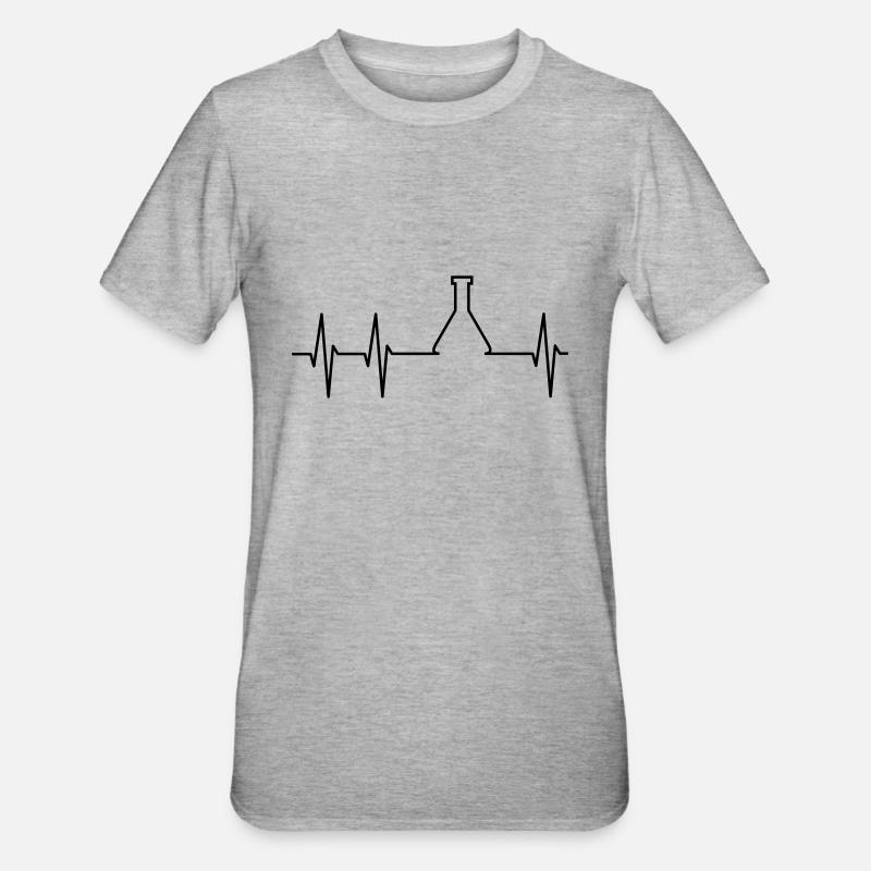 ECG and Erlenmeyer flask - Unisex Polycotton T-Shirt - heather grey