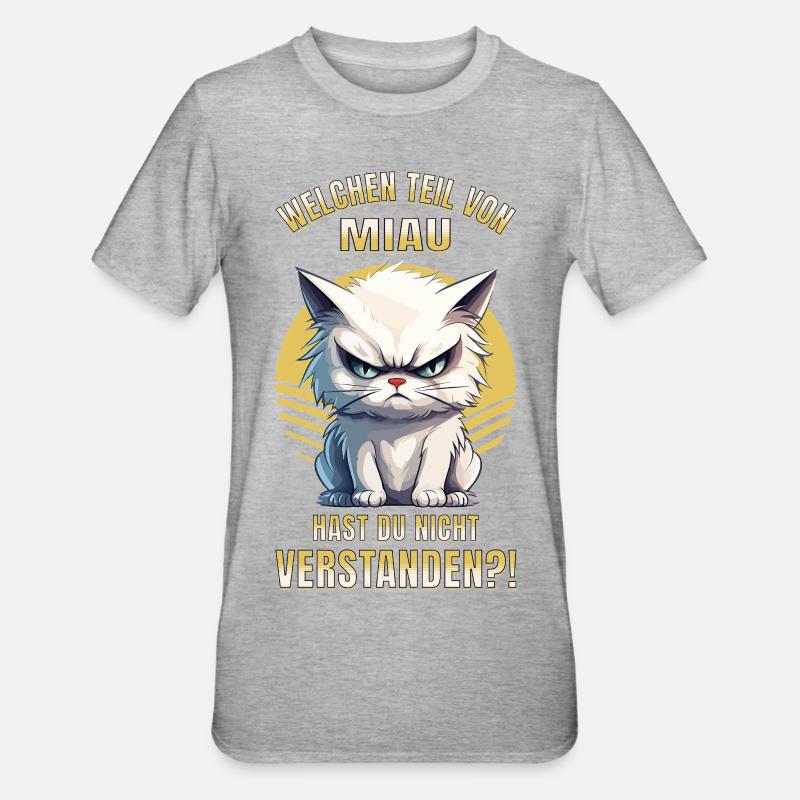 Chat, , , , Miaou, Drôle - T-shirt polycoton Unisexe - gris chiné