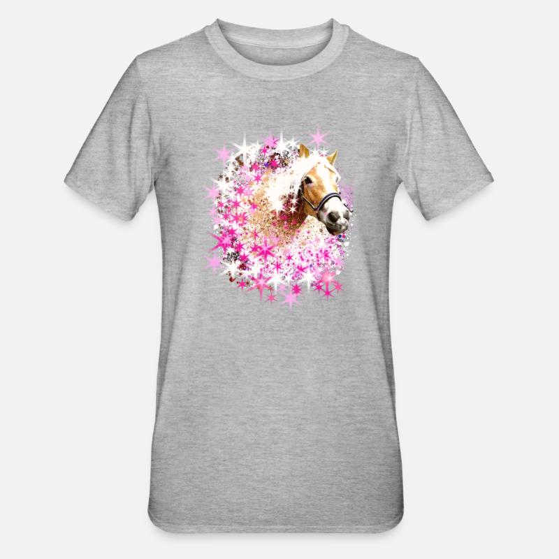 Cheval,Haflinger, Graffiti, Peinture,Chevaux,Étoiles - T-shirt polycoton Unisexe - gris chiné